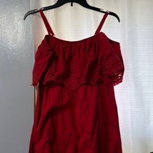 Red off shoulder blouse